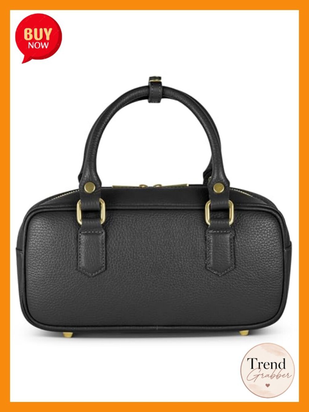 Italian Full-Grain Calf Leather Top-Handle Crossbody Structured Satchel Bag